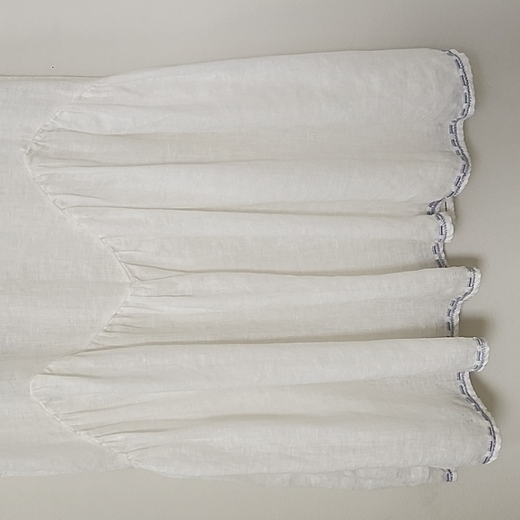 Jonny Was Pete & Greta White 100% Linen Chunky Tassel Boho Drop Waist Dress XS - Picture 12 of 16